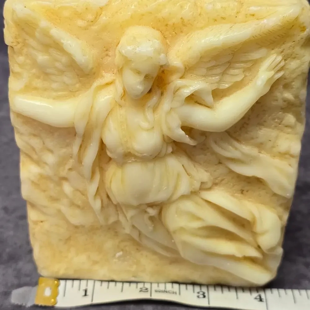Large Angelic Angel Carved Wax Candle - Decorative Home Decor